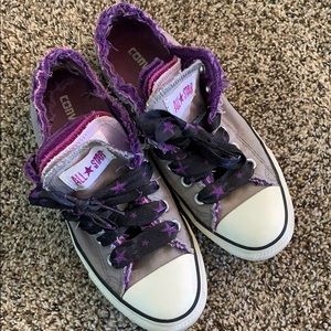 Purple & Grey Multi Tongued Converse Size 9